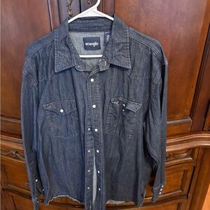 Wrangler Dark Denim Shirt with Snap Buttons